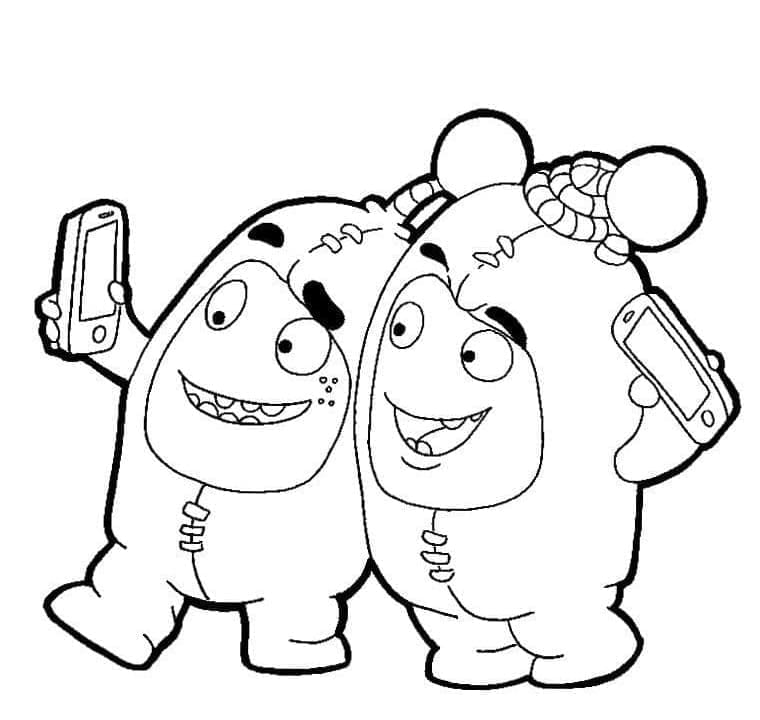 Desenho deJeff e Newt de Oddbods para colorir