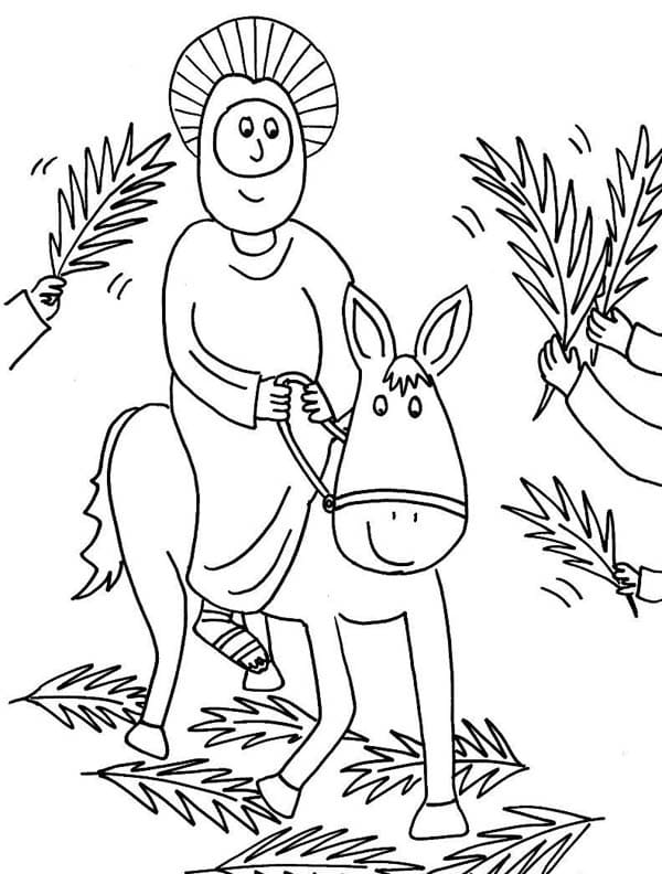 Desenho deJesus Montado em Burro para colorir