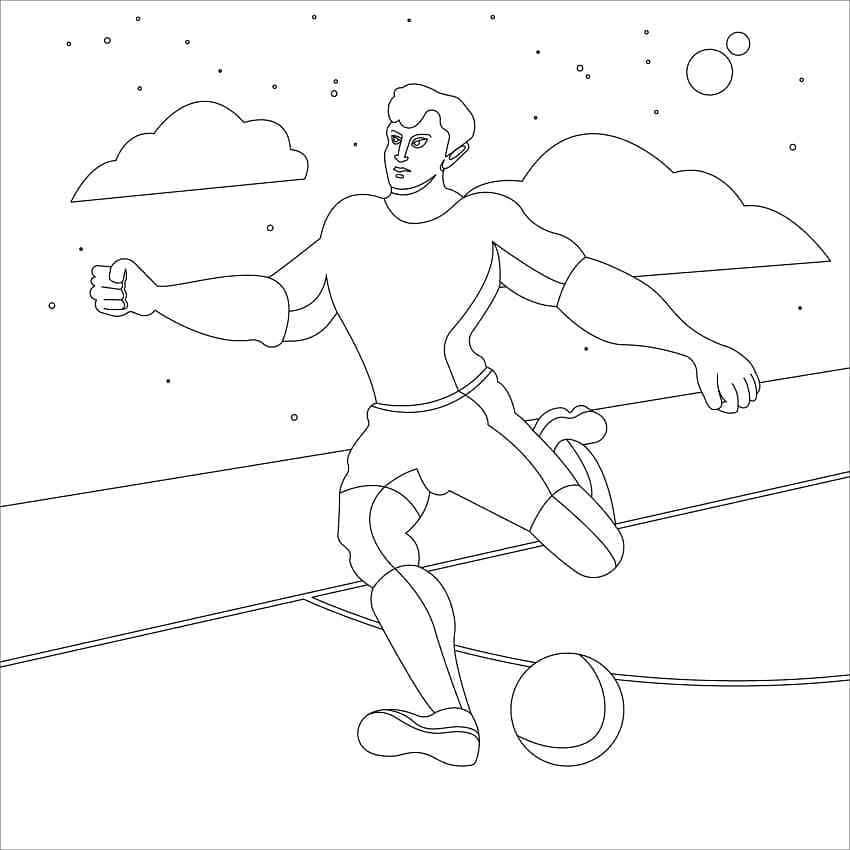 Desenho deJogador de Futebol Fácil para colorir