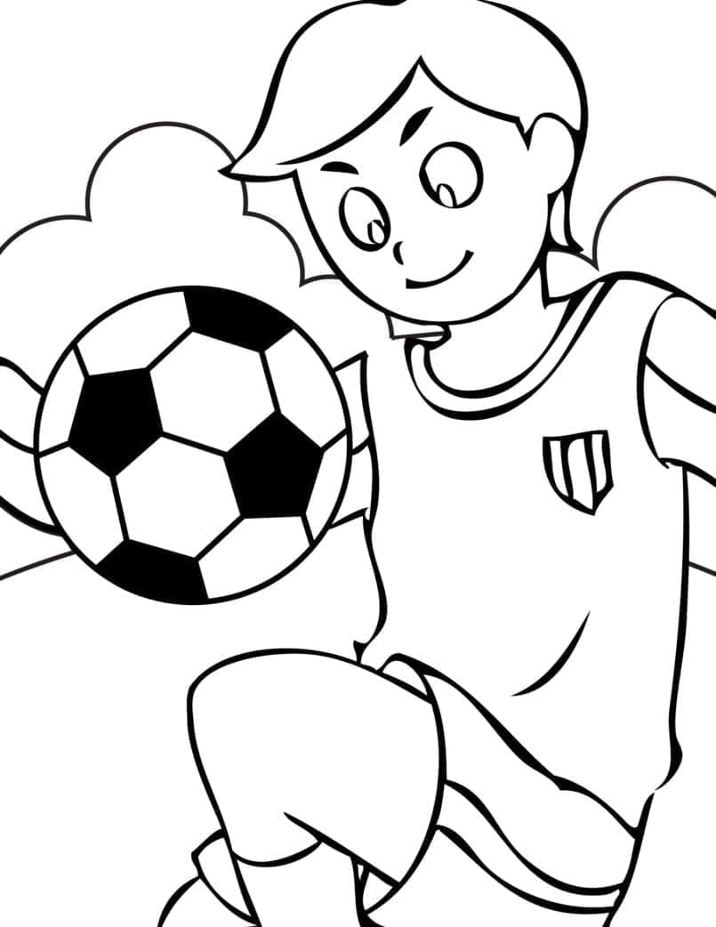 Desenho deJogador de Futebol Sorridente para colorir