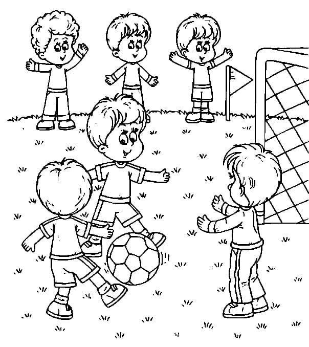 Desenho deJogar Futebol na Escola para colorir