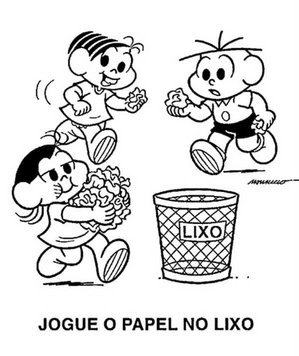 Desenho deJogue o Papel no Lixo para colorir