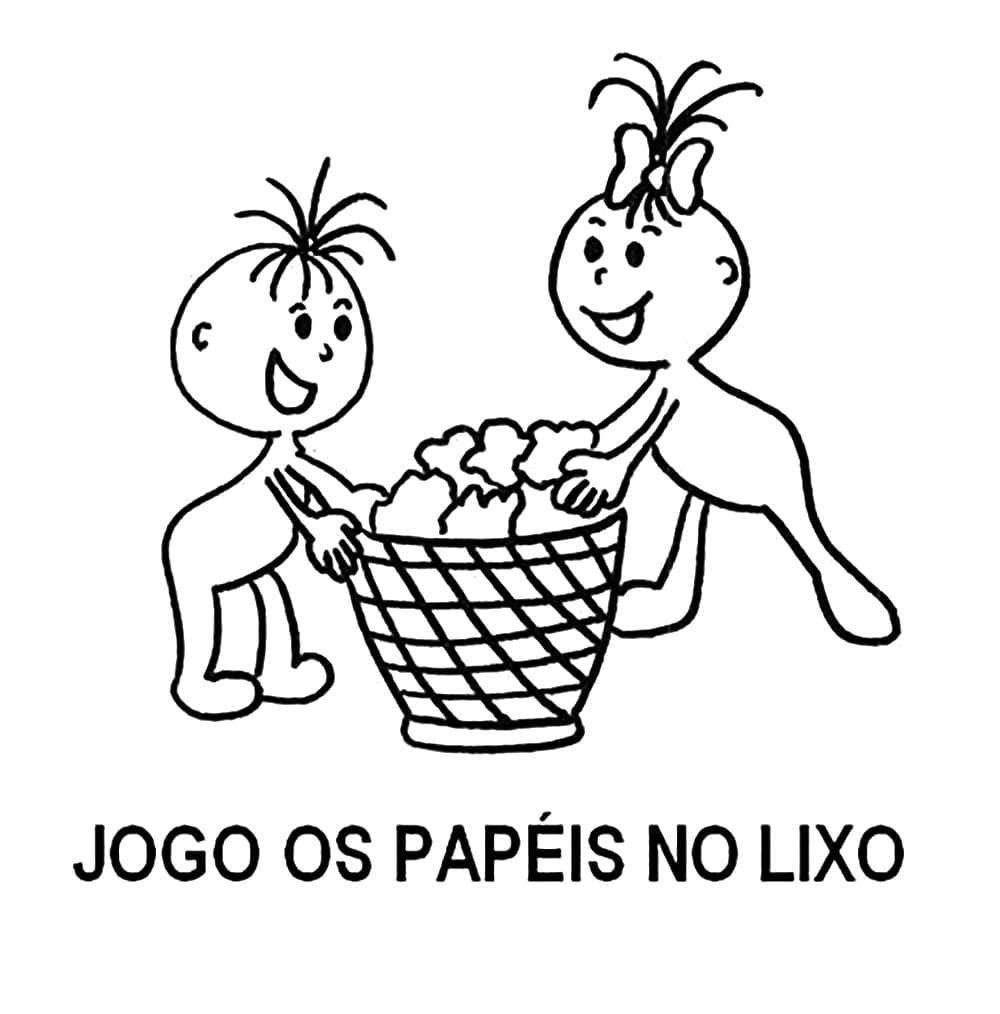 Desenho deJogue os Papéis no Lixo para colorir