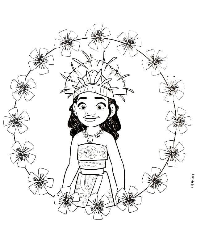 Desenho de Jovem Moana para colorir