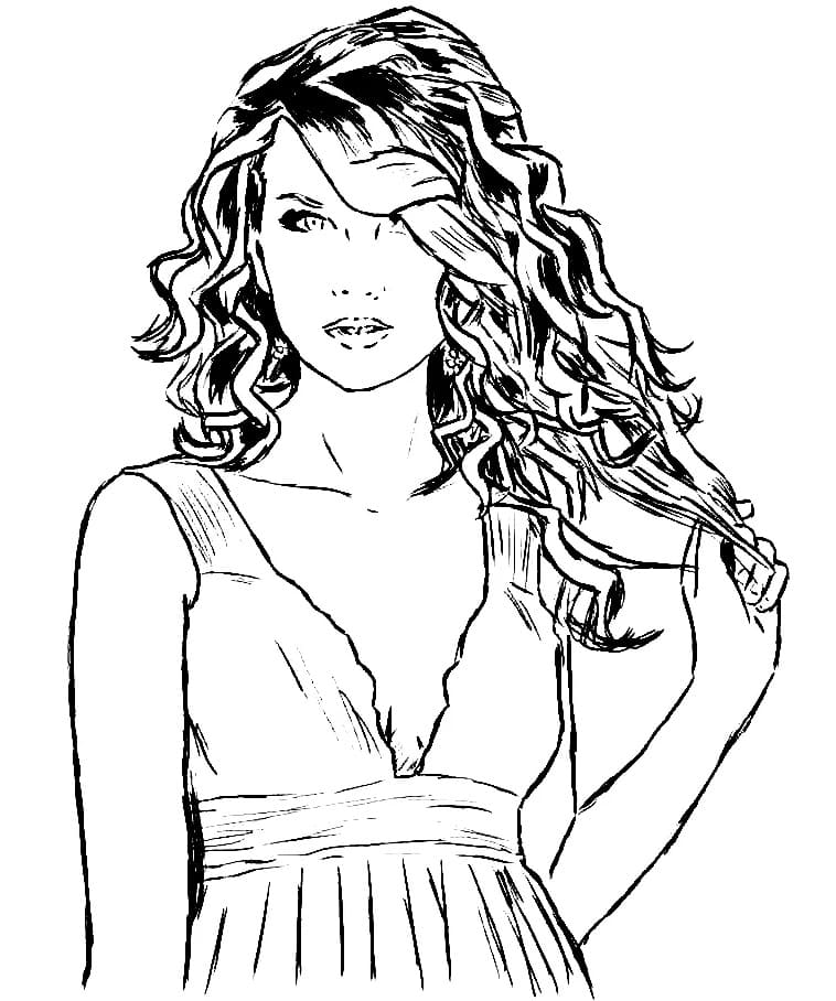 Desenho deJovem Taylor Swift para colorir