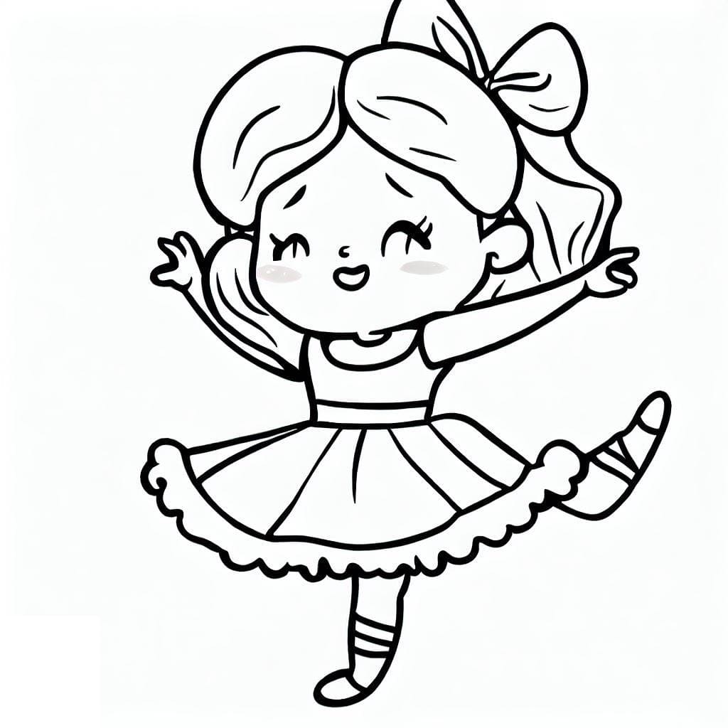 Desenho deKawaii Menina Dançando para colorir