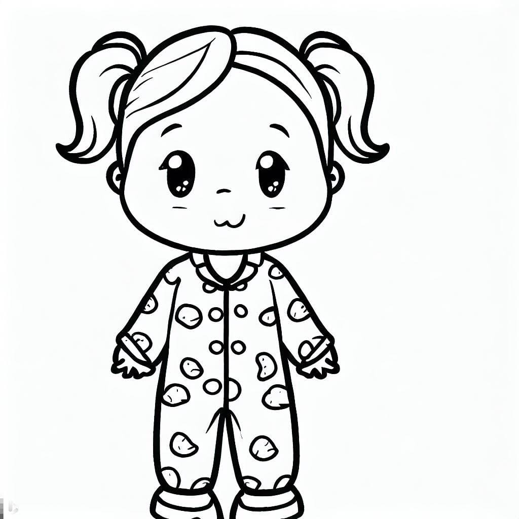 Desenho deKawaii Menina de Pijama para colorir