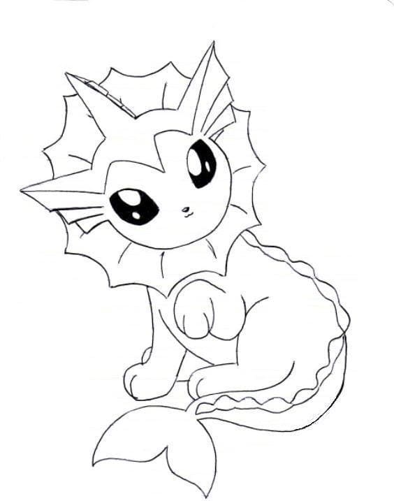 Desenho deKawaii Vaporeon para colorir