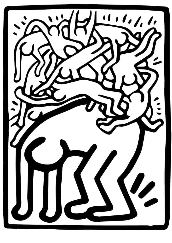 Desenho deKeith Haring 3 para colorir