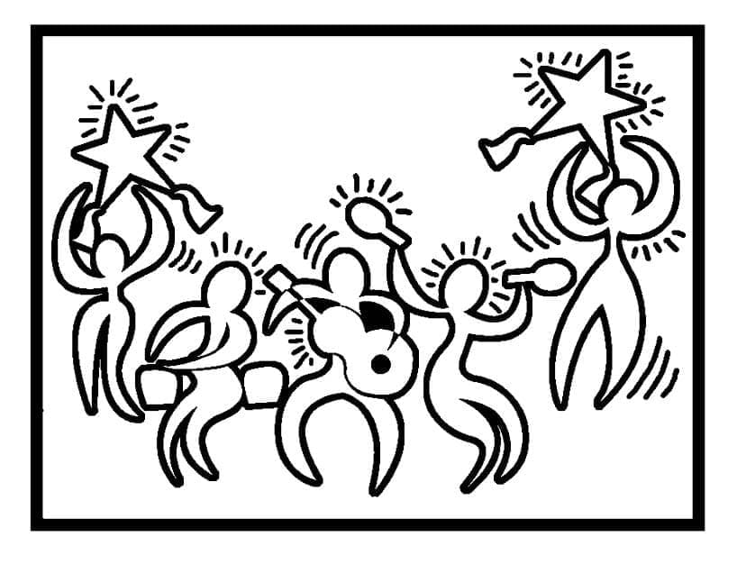 Desenho deKeith Haring 4 para colorir