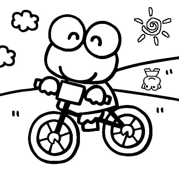 Desenho deKeroppi de Bicicleta para colorir