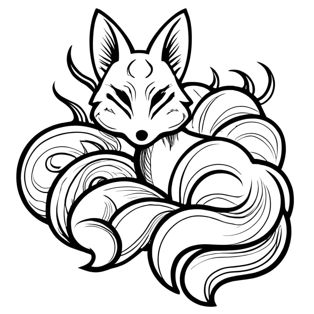 Desenho de Kitsune Grátis para colorir