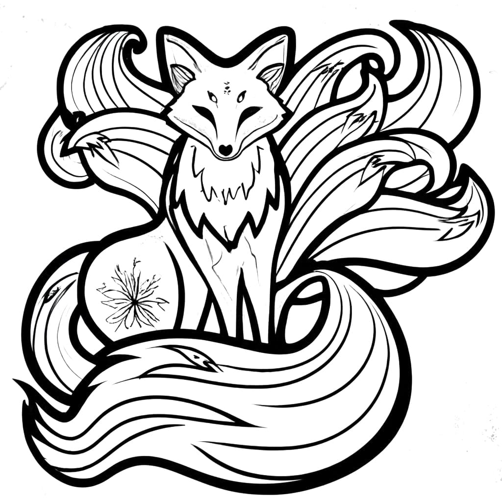 Desenhos de Kitsune para colorir