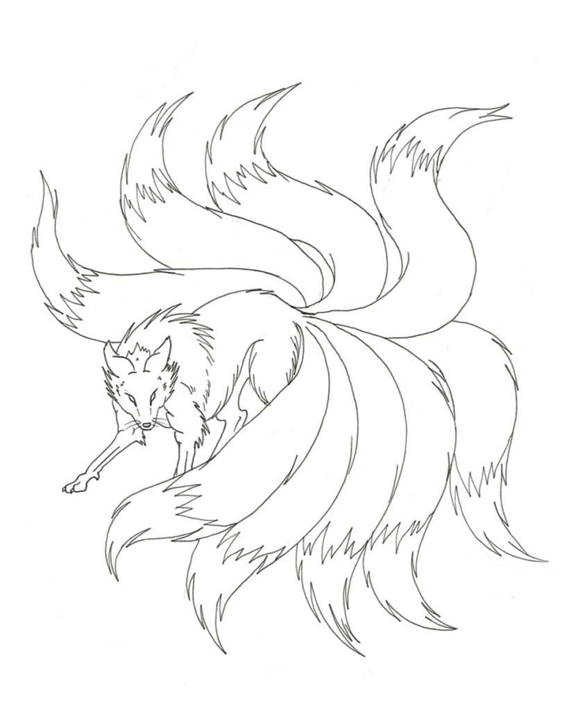 Desenho de Kitsune Para Crianças para colorir