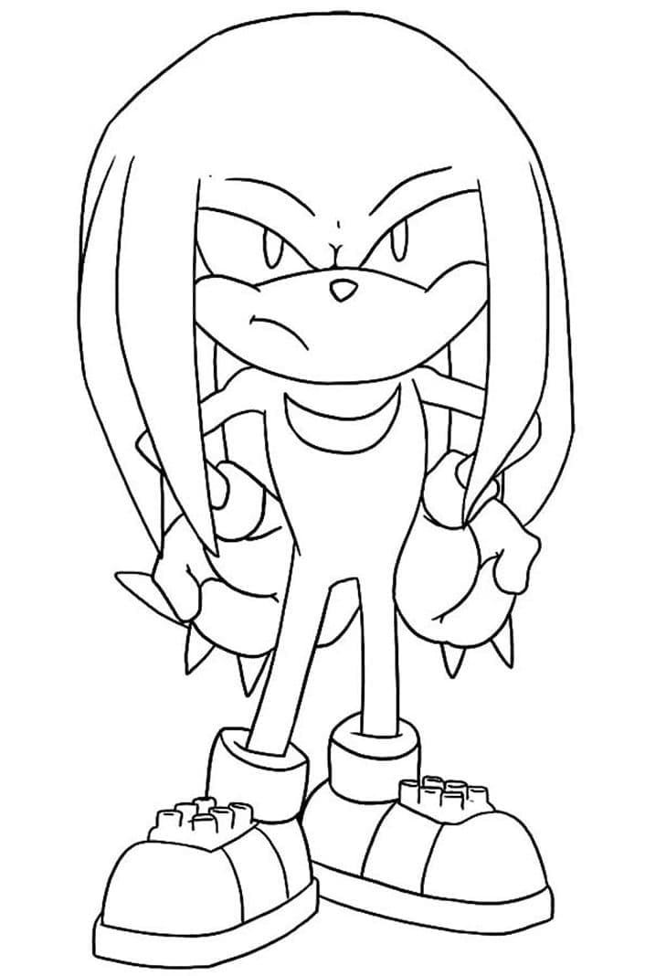 Desenho deKnuckles the Echidna com Raiva para colorir