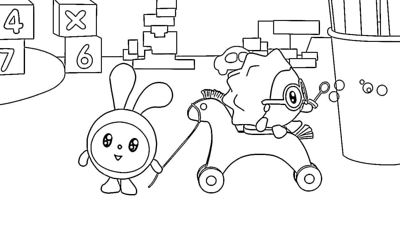 Desenho deKrashy e Chichi de Baby Riki para colorir