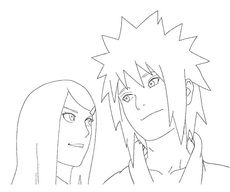 Desenho deKushina com Minato para colorir