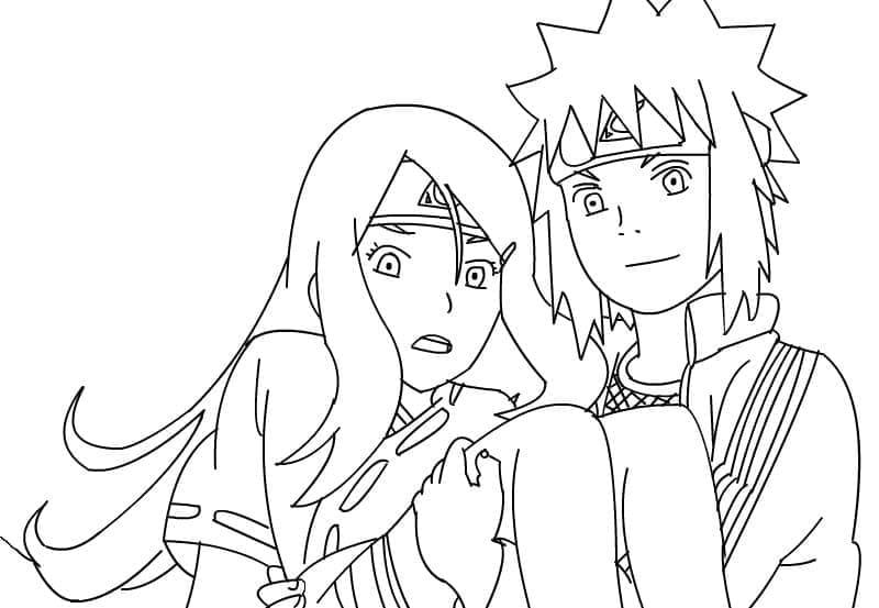 Desenho deKushina e Minato para colorir