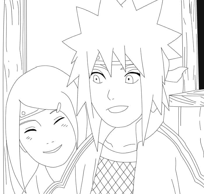 Desenho deKushina Uzumaki e Minato Namikaze para colorir