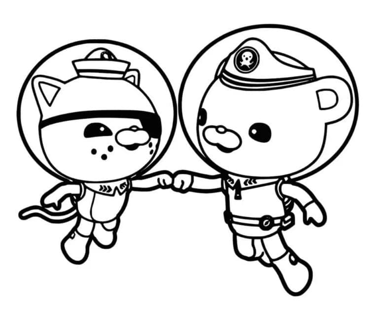 Desenho deKwazii e Capitão Polo Polar de Octonautas para colorir