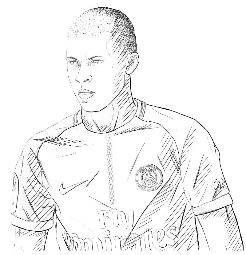 Desenho deKylian Mbappé 5 para colorir