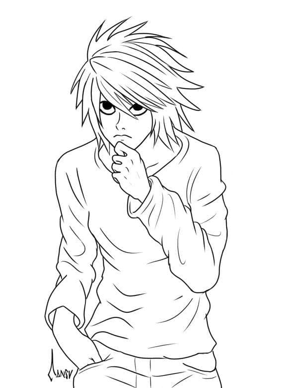 Desenho deL Lawliet para colorir