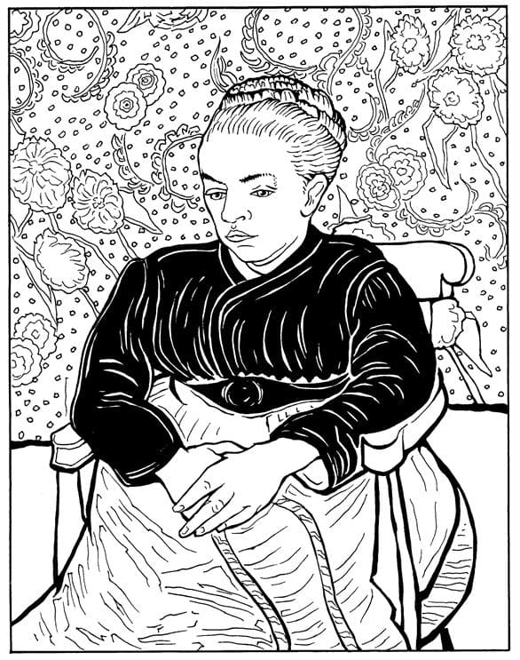 Desenho deLa Berceuse - Vincent van Gogh para colorir