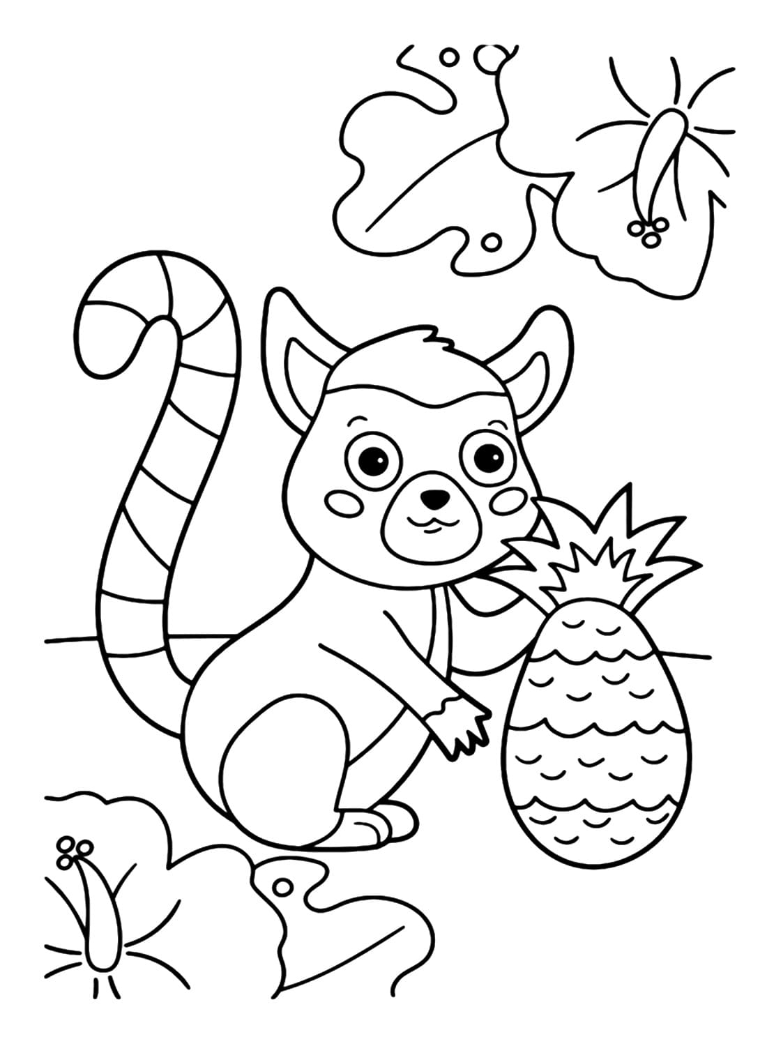 Desenho deLêmure com Fruta para colorir