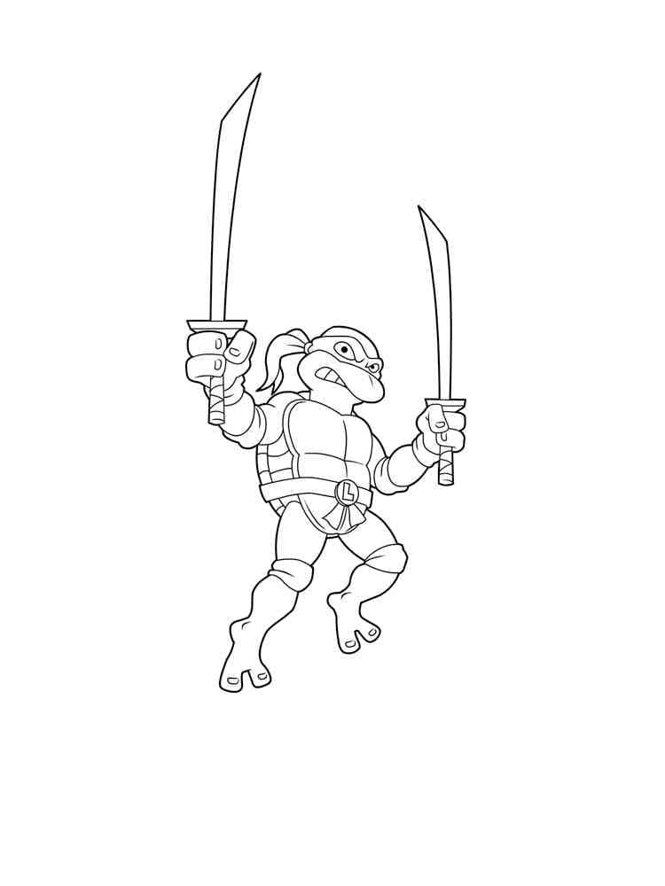 Desenho deLeonardo em Tartarugas Ninja para colorir