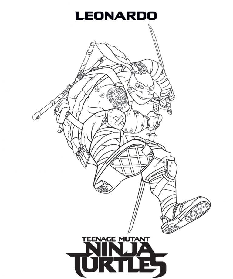 Desenho deLeonardo Tartarugas Ninja 5 para colorir