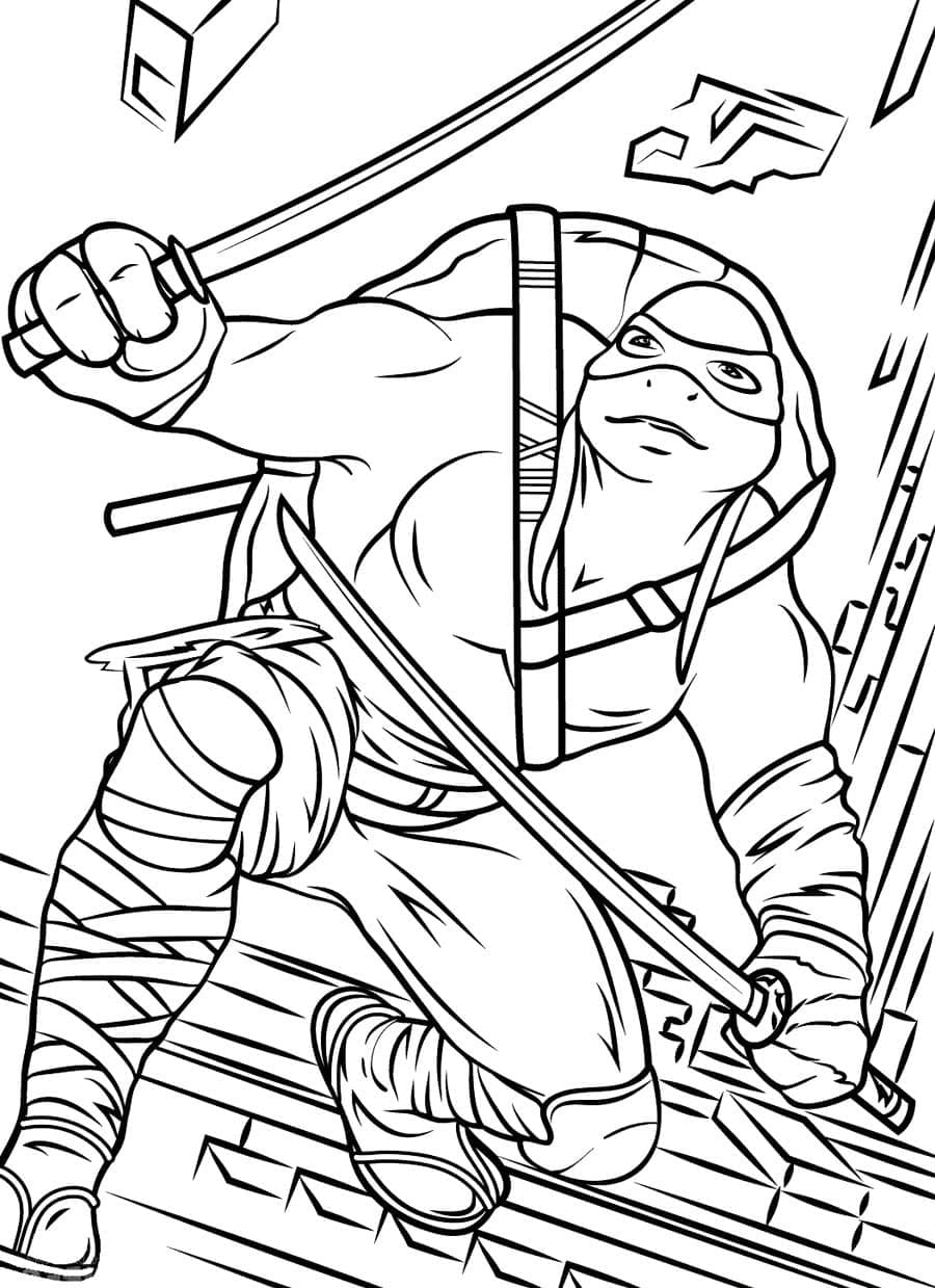 Desenho deLeonardo Tartarugas Ninja 8 para colorir