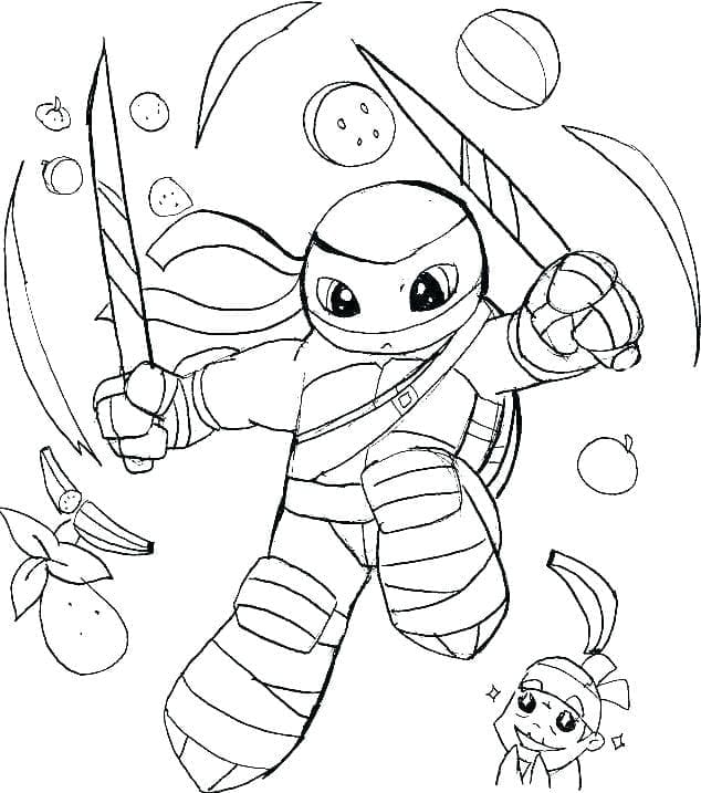 Desenho deLeonardo Tartarugas Ninja Fofo para colorir