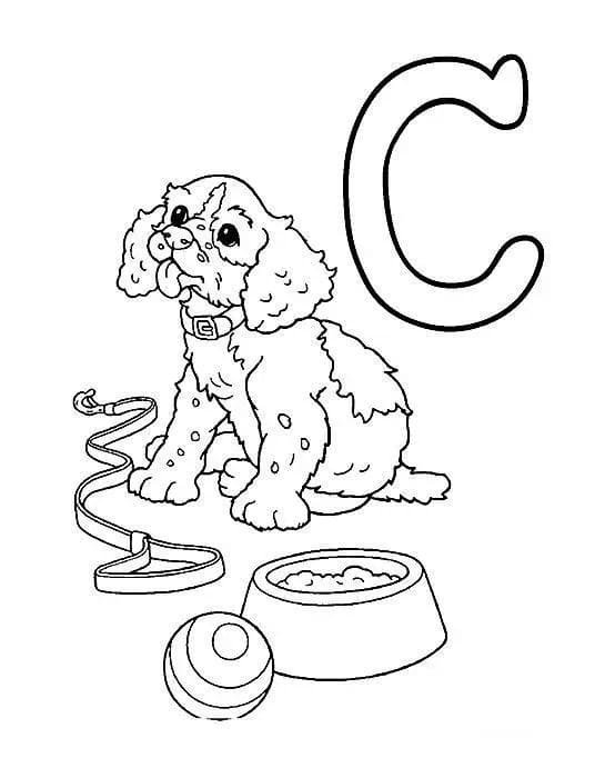 Desenho de Letra C é Para Cachorro para colorir