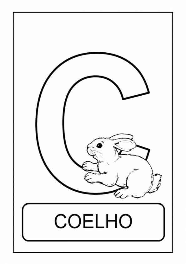 Desenho de Letra C é Para Coelho para colorir