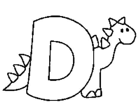 Desenho deLetra D e Dinossauro para colorir