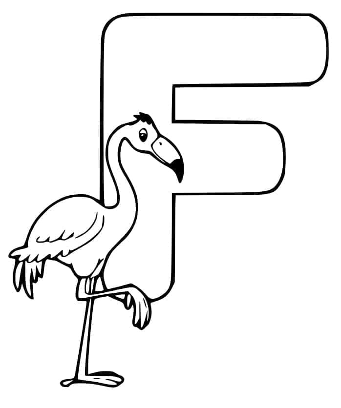 Desenho deLetra F é Para Flamingo para colorir