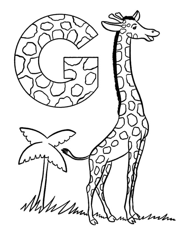 Desenho deLetra G é Para Girafa para colorir