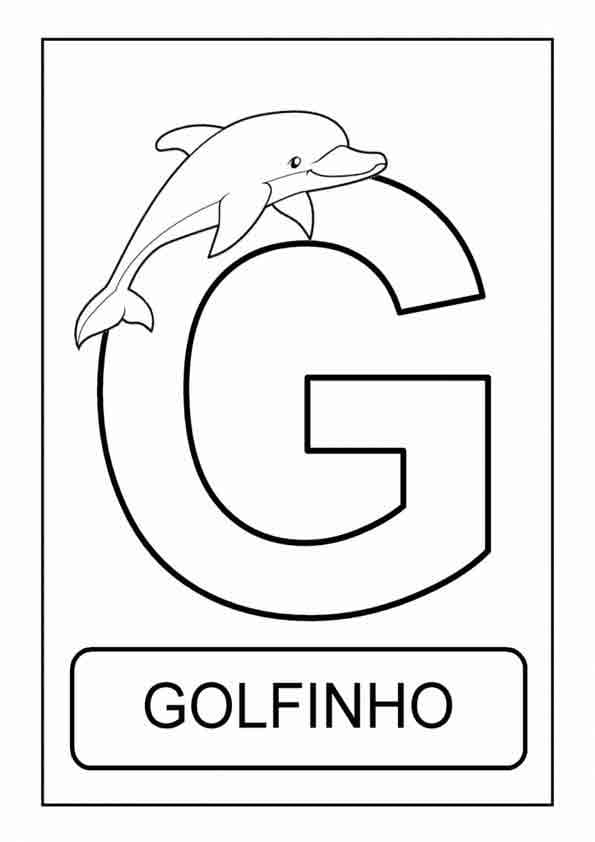 Desenho deLetra G é Para Golfinho para colorir