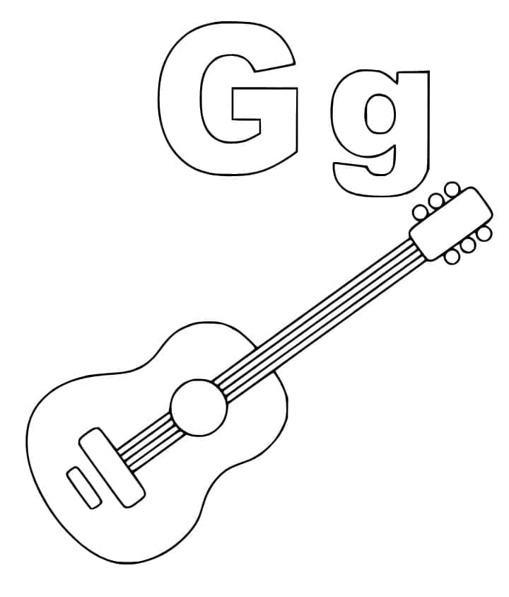 Desenho deLetra G é Para Guitarra para colorir