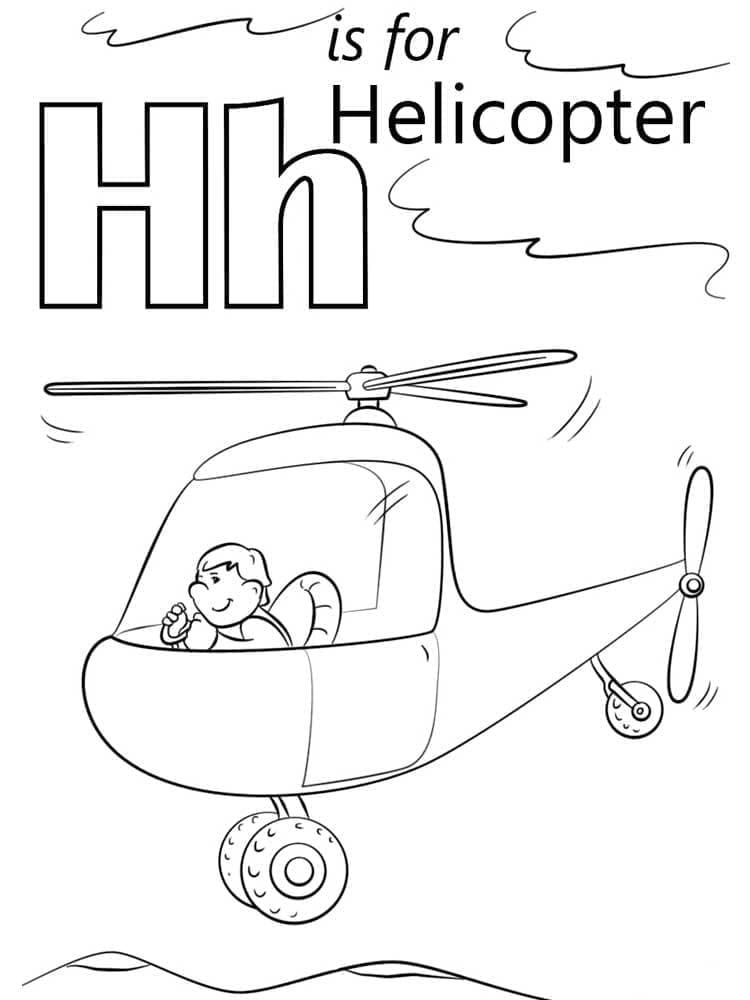 Desenho deLetra H é Para Helicóptero para colorir