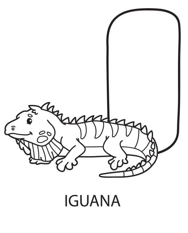 Desenho deLetra I é Para Iguana para colorir