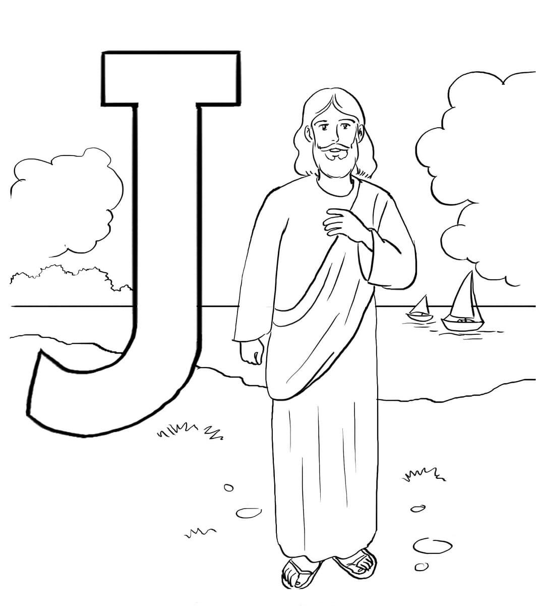 Desenho deLetra J é Para Jesus para colorir