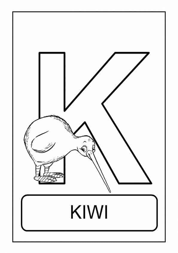 Desenho de Letra K é Para Kiwi para colorir