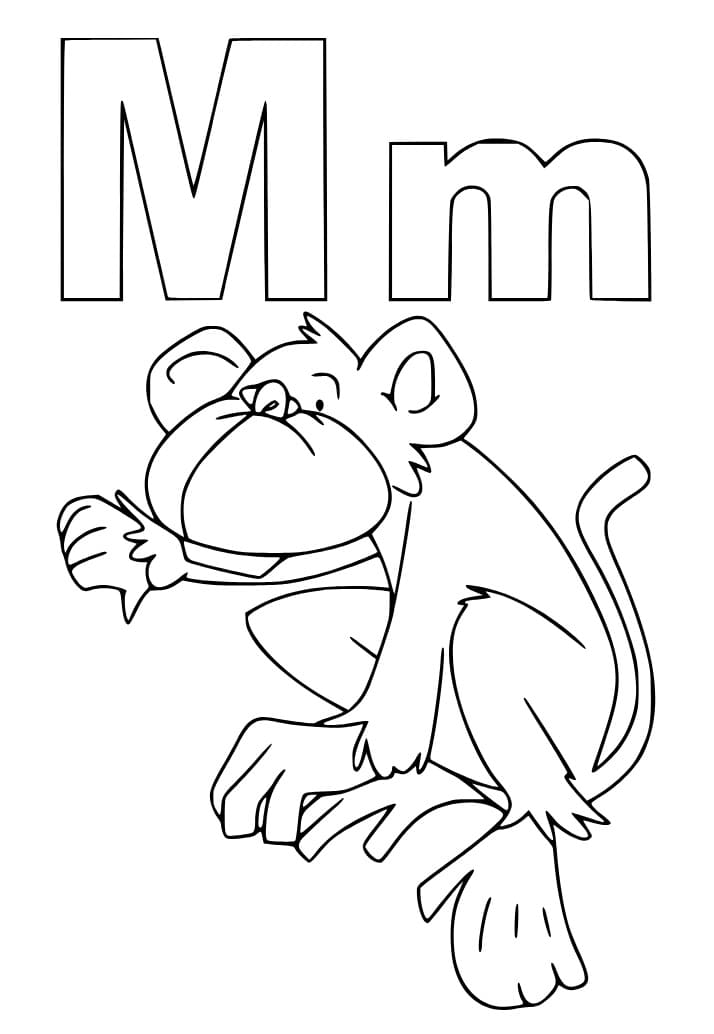 Desenho de Letra M é Para Macaco para colorir