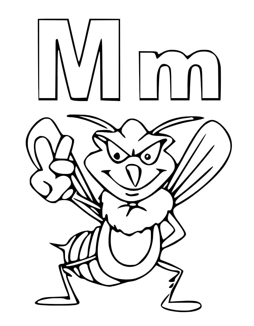 Desenho de Letra M é Para Mosquito para colorir