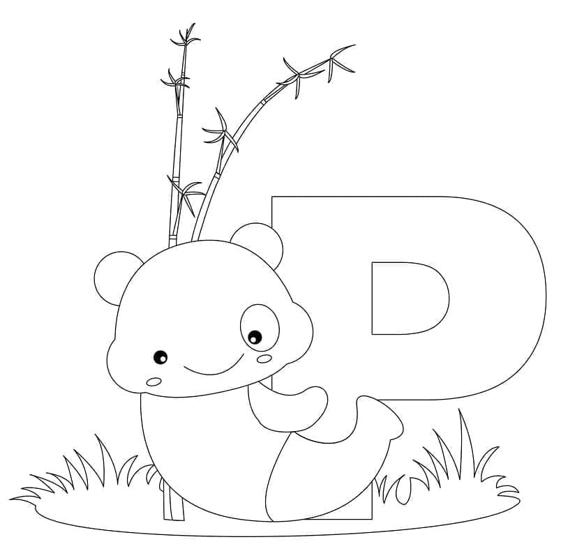 Desenho deLetra P é Para Panda para colorir