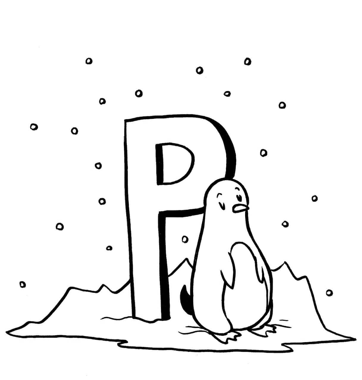 Desenho deLetra P é Para Pinguim para colorir