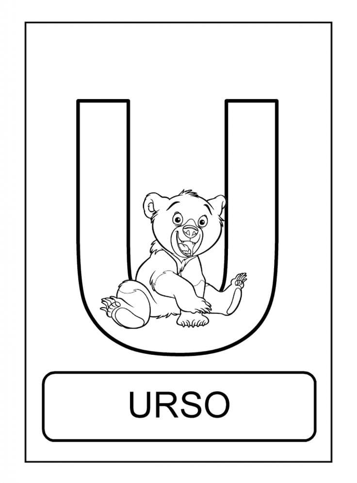 Desenho deLetra U é Para Urso para colorir