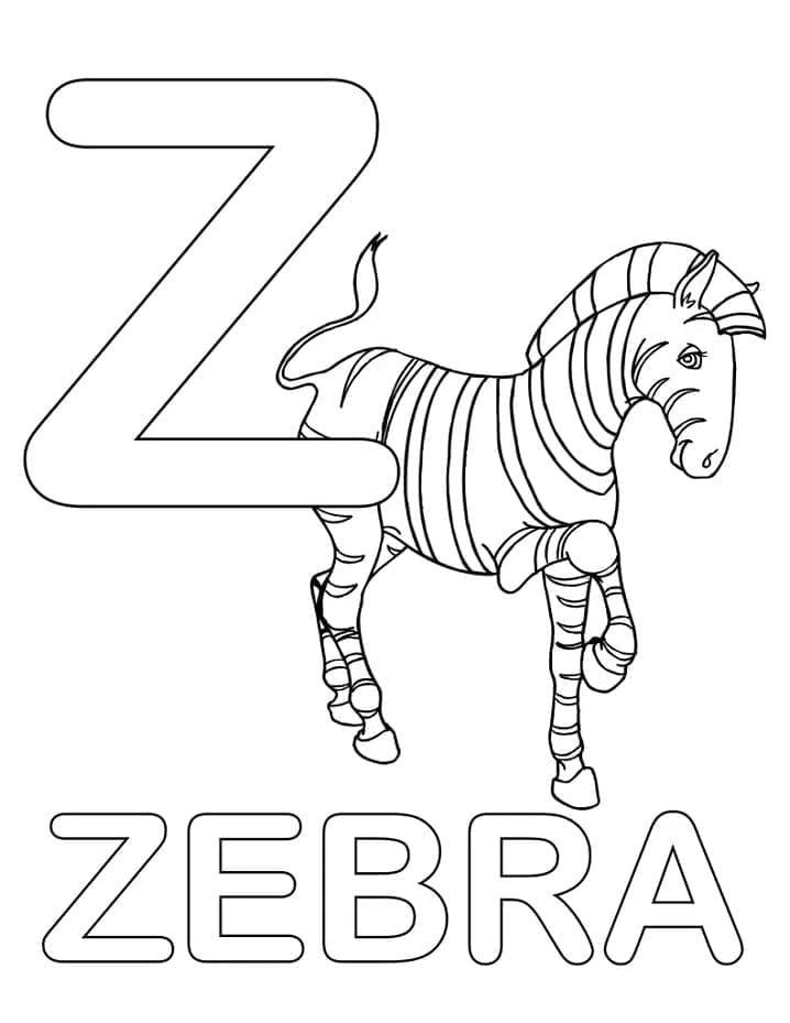 Desenho deLetra Z é Para Zebra para colorir