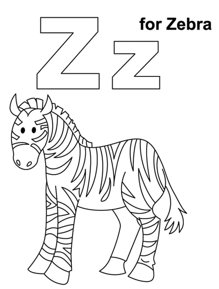 Desenho deLetra Z e Zebra para colorir